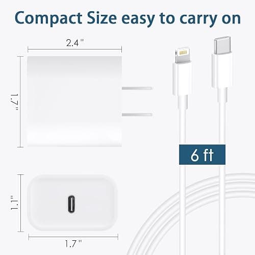 CXX i Phone Charger Fast Charging, MFi Certified, 20W USB C Block with 6Ft Charging Cable for i Phone 14/13/12/11/Xs/8, iPad and More [2 Pack] thumbnail 4