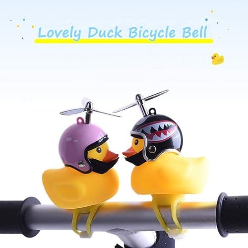 NEKRASH Duck Bike Bell, Rubber Duck Bicycle Accessories with LED Light, Cute Propeller Handlebar Bicycle Horns for Kids Toddler Children Adults Sport Outdoor thumbnail 2