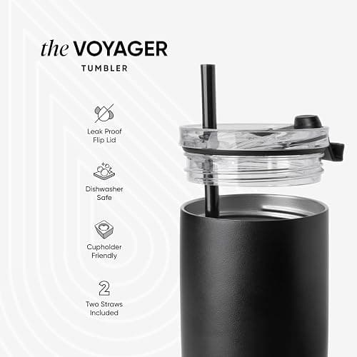 Simple Modern Travel Coffee Mug Tumbler with Flip Lid | Reusable Insulated Stainless Steel Cold Brew Iced Coffee Cup Thermos | Gifts for Women Men Him Her | Voyager Collection | 12oz | Almond Birch thumbnail 4