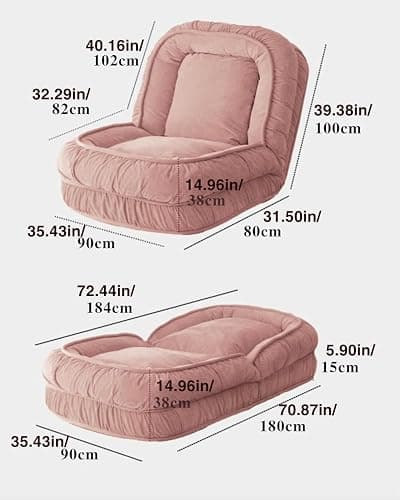 LouannTatami LOTATA 3-in-1 Lazy Sofa Bed - Adjustable Human Dog Bed Floor Chair for Adults Kids - Convertible Sleeper Chair Comfy Small Couch with Pillow for Living Room Bedroom(White) thumbnail 3