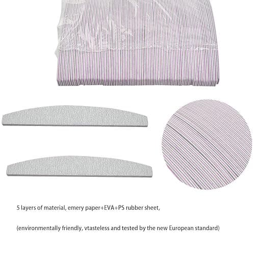 50PCS Professional Nail Files 100/180 Grit Double Sided Emery Board Nail File Acrylic Gel Natural Nail Styling Tools Pet Grooming Tools for Home and Salon Use, Washable Half-Moon Emery Boards for Nail thumbnail 6
