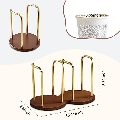 Wood Bathroom Cup Holder 3oz-8oz, Stylish Walnut Disposable Cup Dispenser, Plastic Mouthwash Cup Storage Organizer for Cups (Under 3.35in Diameter) -Perfect for Office, Kitchen, Gym, School or Cafes thumbnail 4