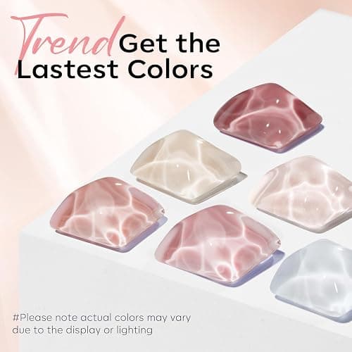 Modelones Jelly Gel Nail Polish 6 Colors Nude Gel Polish Milky White Neutral Nail Gel Polish Shimmery Glitter Translucent Nail Art Gel Kit Soak off Gel Manicure DIY Salon Nail Gift thumbnail 2