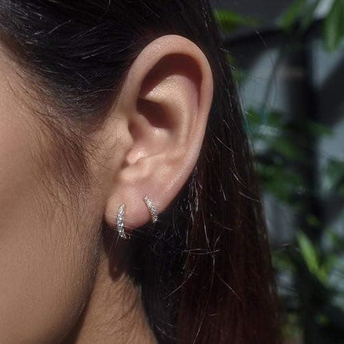 micuco 3 Pairs Small Hoop Earrings Tiny Cartilage Earrings for Women Cubic Zirconia Earrings Huggie Hoop Ear Piercing Earrings for Men 8mm 10mm 12mm thumbnail 5