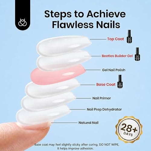 Beetles 3Pcs 15 ml Builder Nail Gel with Base and No Wipe Top Coat | Gel Polish Kit for Gloss Finish and Long-Lasting UV/LED Lamp Required Gift for Women thumbnail 7