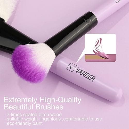 Make up Brushes, VANDER Professional 32pcs Makeup Brush Set, Makeup Brushes Set Foundation Blending Cosmetic Brush Set Kit,Purple thumbnail 8