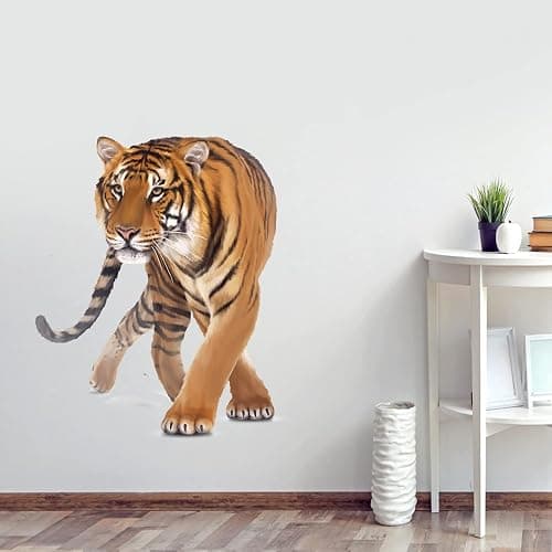 wondever Walking Tiger Wall Stickers Jungle Animals Tiger Peel and Stick Wall Art Decals for Living Room Bedroom Kids Room Playroom thumbnail 3