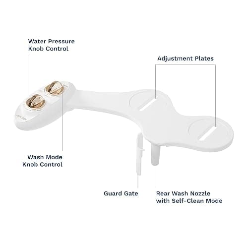 LUXE Bidet NEO 320 - Warm Water, Dual Nozzle, Self-Cleaning, Non-Electric Bidet Attachment for Toilet Seat, Adjustable Water Pressure, Rear & Feminine Wash (Gold) thumbnail 9