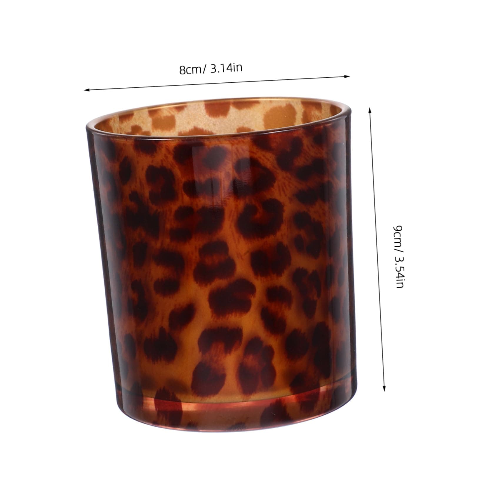 Alipis Leopard Print Glass Candle Holder 8x9cm Reusable Candle Cup Aromatherapy Decorative Home Accent thumbnail 2