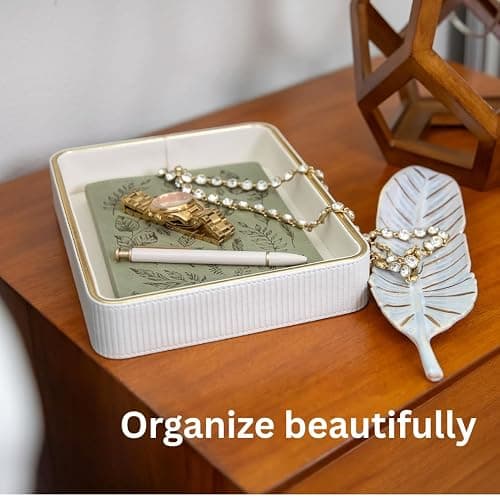 Perfume Tray for Women Valet Tray Night Stand Bedside Organizer| Perfume Organizer Catchall| Perfume Trays for Dresser Vanity Tray for Dresser Countertop| Perfume Holder thumbnail 5