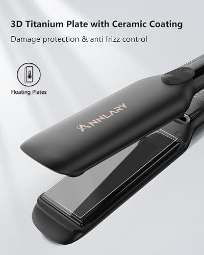 Annlary 1.75 Inch Hair Straightener, Professional Titanium Plate with Ceramic Coating Ionic Dual Voltage Flat Iron with Heat-Resistant Silicone, for Less Frizz, Shinier & Smoother Hair thumbnail 4