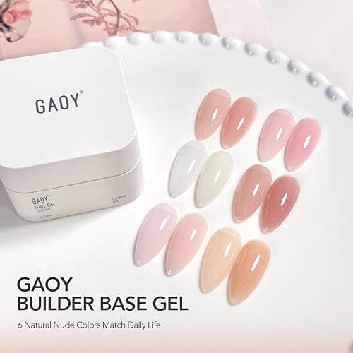 GAOY Colored Nail Builder Base 30g with a Brush, 4-in-1, Sea Pink | Long Lasting Nail Builder Gel Strengthening, Nude Natural Jelly, Soak Off UV Light Cure thumbnail 6
