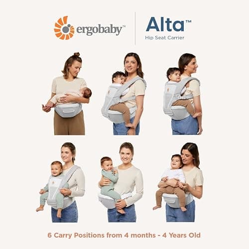 Ergobaby Alta 2-in1 Hip Seat and Carrier - All-Position Breathable Mesh Baby Carrier for 4 Months to 48 Months (12lbs - 45lbs) - SoftFlex™ Mesh - Camel Brown thumbnail 3
