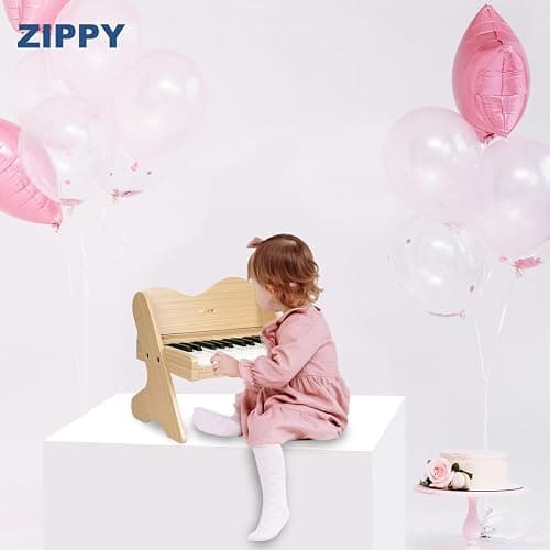 ZIPPY Kids Piano Keyboard, 25 Keys Digital Piano for Kids, Volume Adjustable, Mini Music Educational Instrument Toy, Wood Toy for Toddlers Girls Boys (Oak) thumbnail 6