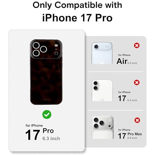 Wlxee Case for iPhone 17 Pro（6.3 inchs）, Stylish Leopard Tortoise Amber Design Slim & Shockproof Translucent Matte Brown Cover with Deep Tortoise Print thumbnail 7
