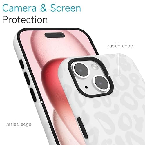 LoeoeL for iPhone 15 Case Cheetah Print, Leopard Pattern Phone Case for Women Girls, Girly Cute Thin Slim Hard Shell Plastic Phone Cover, Luxury Aesthetic Trendy Retro Animal Design, White thumbnail 4