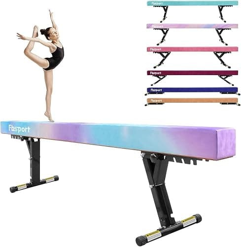 FBSPORT Adjustable Gymnastic Balance Beam 244CM,5 heights Adjustable High and Low Level Floor Beam Highly Stable Gym Practice Training Equipment for Kids - Image 1