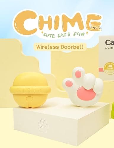 BANDIANCY Cat Paw Doorbell, Cute Anime Wireless Door Chime 1000ft Wireless Range, 38 Musical Ringtones Timbre, Mute Mode with LED Flash Pink Doorbell for kids Room, Bedroom, Nursery, Classroom thumbnail 7