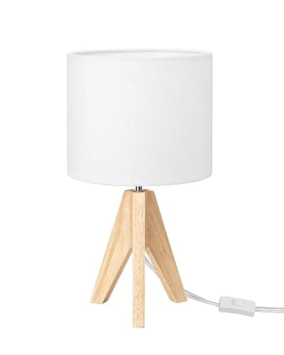 EDISHINE Small Cute Table Lamp, Wood Tripod Nightstand Lamp, 14.2 Inch | ON/Off Switch, E26 Socket, Linen Fabric Shade, Mid Century Bedside Lamp for Nursery, Living Room, Bedroom, End Table thumbnail 8
