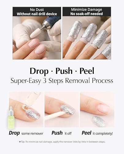 JelloJello Peel-Off Base Gel (10ml) + One Kill Gel Remover (30ml) Set Peelable Nail Base, Easy Removal, Self Nail, UV/LED Cure thumbnail 4