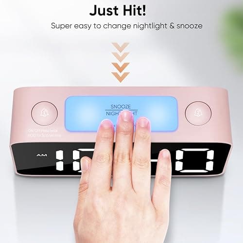 Cadmos Super Loud Alarm Clock for Heavy Sleepers Adults,Digital Clock with 7 Color NightLight,Adjustable Volume,USB Charger,Small Clocks for Bedrooms Bedside,ok to Wake for Kids,Teens (Pink+RGB) - Pink+rgb thumbnail 7