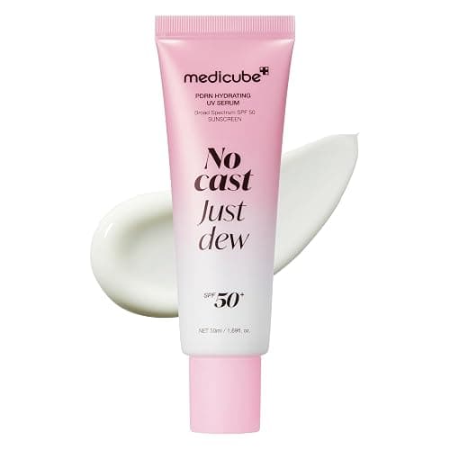 medicube Sunscreen No Cast Just Dew PDRN Hydrating UV Sun Serum, SPF 50 | SPF 50 Fast-Absorbing Sunscreen with PDRN, Panthenol & Centella - Lightweight Hydration & Cooling, Korean Skincare - Image 1