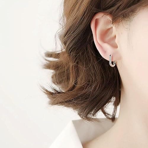 925 Sterling Silver Hoop Earrings, Hypoallergenic Small U Hoop Earrings, Minimalist Huggie Earrings for Women Teen Girls Jewelry Gifts Silver/Gold thumbnail 2