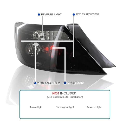 SPEC-D TUNING Black Smoke Tail Lights Compatible with 2006-2011 Honda Civic Coupe 2 Door, Left + Right Pair Assembly thumbnail 3