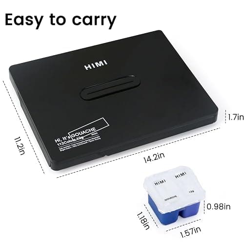 HIMI Gouache Paint Set, 112 Colors x 12g Twin Jelly Cup Design in Carrying Case, Non-Toxic Paint for Canvas and Paper, Perfect for Artists, Student, Opaque Painting (Black) thumbnail 3