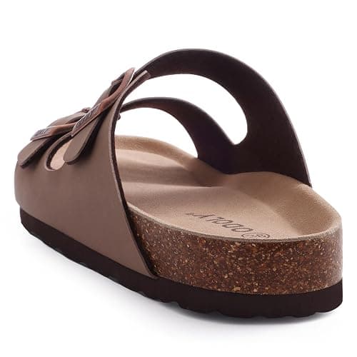 ODOLY Unisex Cork Footbed Slide Sandal, Arch Support Summer Outdoor Sandals with Adjustable Buckle for Women and Men - 10 Women/8.5 Men - Brown thumbnail 5