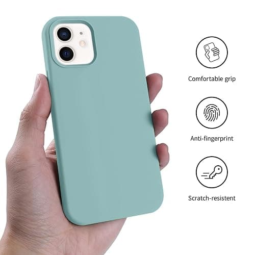 AOTESIER Compatible with iPhone 12 and iPhone 12 Pro Case 6.1 inch,Silky Touch Premium Soft Liquid Silicone Rubber Anti-Fingerprint Full-Body Protective Flexible Bumper Case (Mintcream Green) thumbnail 8
