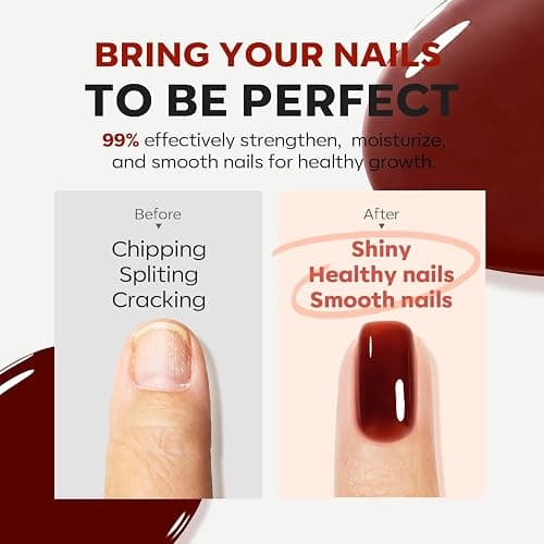 modelones Nail Strengthener and Growth Nail Hardener Red Orange Nail Polish | Extra Strong and Growth Nail Repair Damaged Nails Strengthening Polish Ridge Filler for Nails & Toenails 15ML thumbnail 7