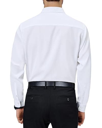 Alimens & Gentle Mens Dress Shirts 4-Way Stretch Long Sleeve Collared Casual Solid Wedding Dating Button Down Shirt thumbnail 2