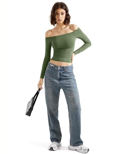SUUKSESS Women Off Shoulder Double Lined Long Sleeve Shirts Basic Going Out Tops thumbnail 7