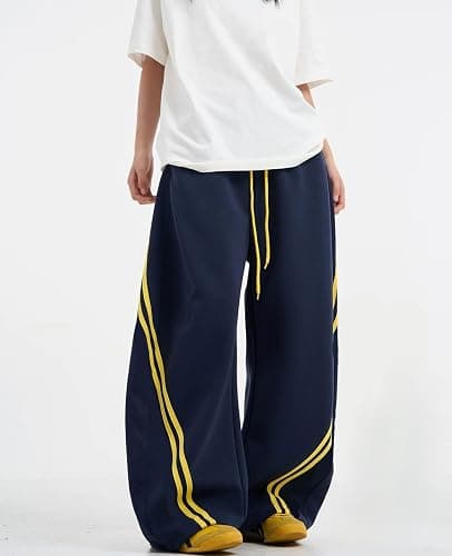 Chmnigma Wide Leg Sweatpants for Women Men Baggy Casual Joggers Barrel Sweat Pants Elastic Waist Drawstring Pants thumbnail 3