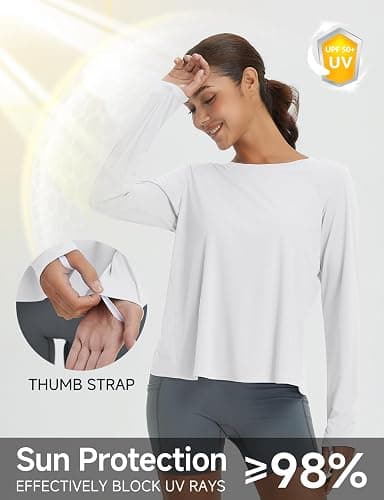 baleaf Women's Long Sleeve Workout Tops Athletic Shirts Split Back Running Gym Quick Dry Sun Protection UPF 50+ thumbnail 4