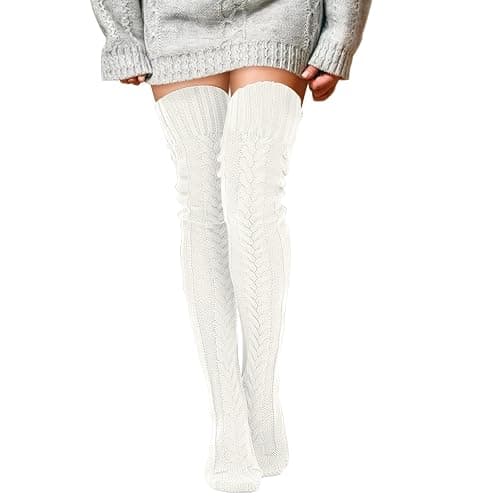Buauty Women's Cable Knitted Boot Socks Extra Long Thigh High Winter Stockings Over Knee Leg Warmers - Image 1