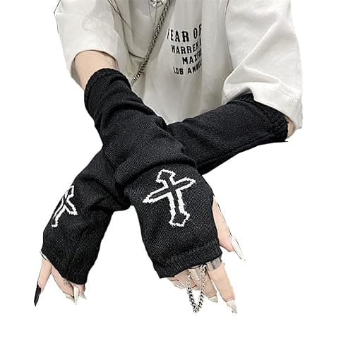 Skateboard Frog Frauen Handschuhe Goth Arm Ärmel Cool Black Moon Cross Printed Hip Hop Armstulpen - Image 1