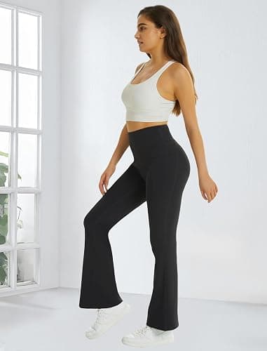 FireSwan Women's Flare Yoga Pants with Pockets High Waist Flared Leggings Bootcut Gym Workout Pants Tummy Control thumbnail 5