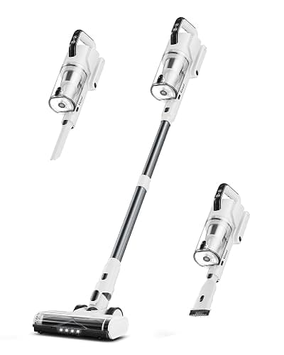 Cordless Vacuum Cleaner, 600W 50KPA 70Mins Runtime Fast Charging Vacuum Cleaner, Self-Standing LED Light Touch Screen Stick Vacuum for Home Light Weight,for Pet Hair/Carpet/Floor, White - Image 1