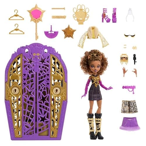 Monster High Skulltimate Secrets Doll and Accessories Set, Hauntlywood Mysteries Clawdeen Wolf with Reveal Closet & 19+ Glam Surprises Like Doll Clothe thumbnail 7