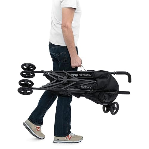 Jeep AdventureGlyde Stroller by Delta Children - Lightweight Travel Stroller with Smoothest Ride & Compact Fold, 3-Position Recline, Extra Large Storage Basket, Black/Grey thumbnail 5