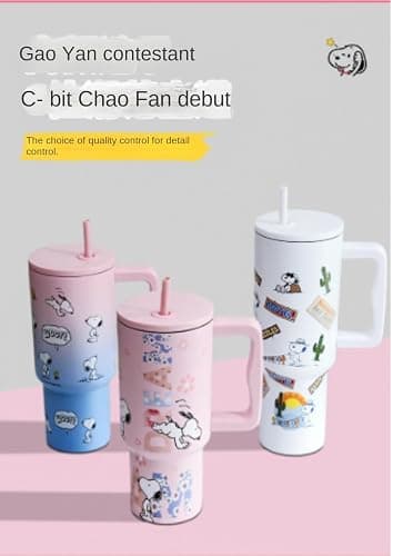 newdou A gift for ladies and girls. A stainless steel tumbler with a handle, a travel coffee cup, suitable as a birthday or Christmas gift. Capacity: 40 ounces. thumbnail 8
