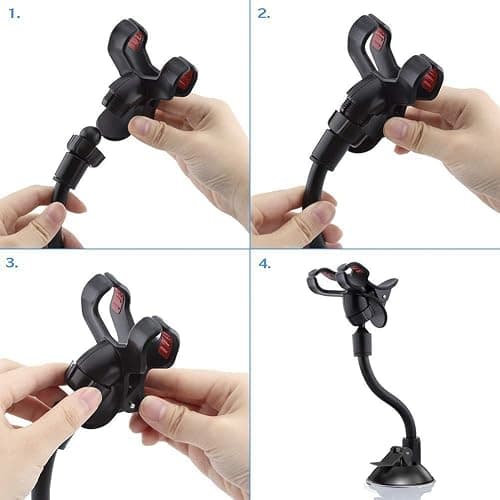 ivoler Car Phone Mount Windshield, Long Arm Clamp Universal Windshield with Double Clip Strong Suction Cup Cell Phone Holder Compatible with iPhone 15 14 13 Pro Max XS 7 8 Plus, Galaxy S24 S23 Ultra thumbnail 6