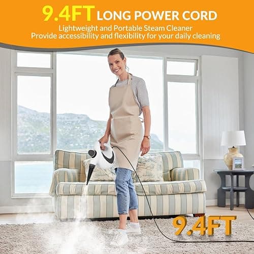 Handheld Pressurized Steam Cleaner with 12 pcs Accessories, Steamer for Cleaning, Steam Cleaner for Home Use, Steamer for Cleaning Car, Furniture, Floor, Upholstery, Grout and Tile, Deep Gray thumbnail 7