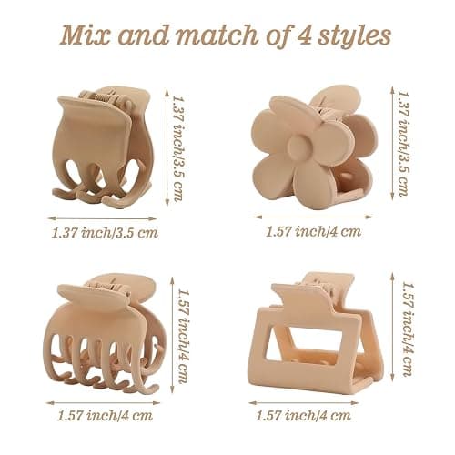 16 PCS Small Hair Clips for Women & Girls, Durable Matte Claw Clips for Thin Hair, Strong Hold NonSlip Medium Hair Claw Clips, Mini Hair Clips, Cute Hair Accessories, 4 Shapes Gifts Holiday thumbnail 5