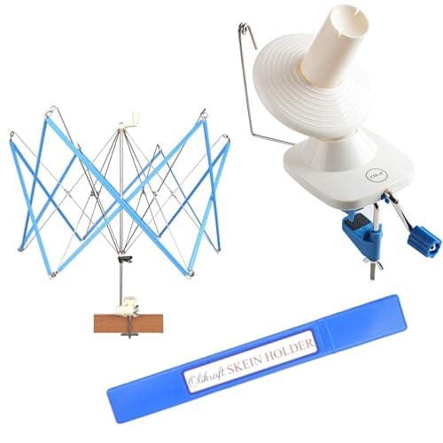 Olikraft Crochet Yarn Winder for Crocheting and Umbrella Swift (with Skein Holder) Combo Set - Yarn Spinner for Crocheting, Cake Ball Winder, Roller, Baller, Spooler - Image 1