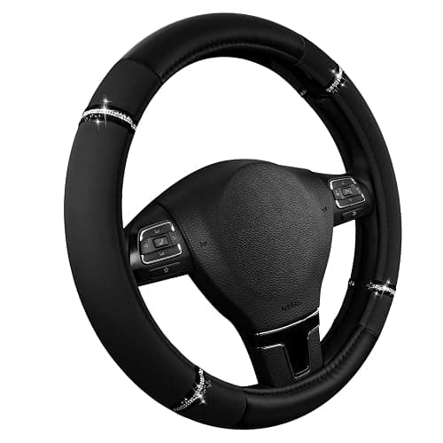Road Comfort Leather Steering Wheel Cover – Premium Anti-Slip Car Steering Wheel Grip Cover – Universal Fit for 14.5”–15” Cars, Trucks & SUVs - Black thumbnail 2