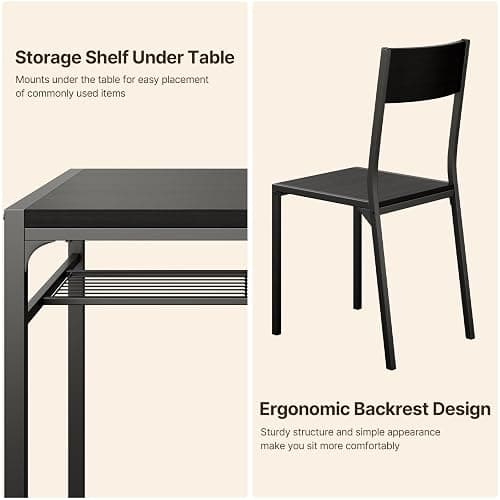 Gizoon Dining Table Set for 2, 3 Piece Kitchen Table with 2 Chairs for Small Space, Apartment, Kitchen, Dining Room, Space-Saving thumbnail 5
