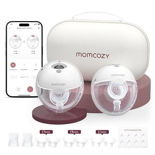 Momcozy M5 Smart Tire-lait Électrique Main Libre, Tire-lait Portable Contrôlé par Application, Pompe Électrique Sans Fil, 3 Modes 9 Niveaux d’Aspiration, Téterelle 24 mm(Gris, 2 Pièces) - Image 1